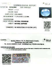 3.11/CT Natural Blue Sapphire with Govt Lab Certificate (8991)